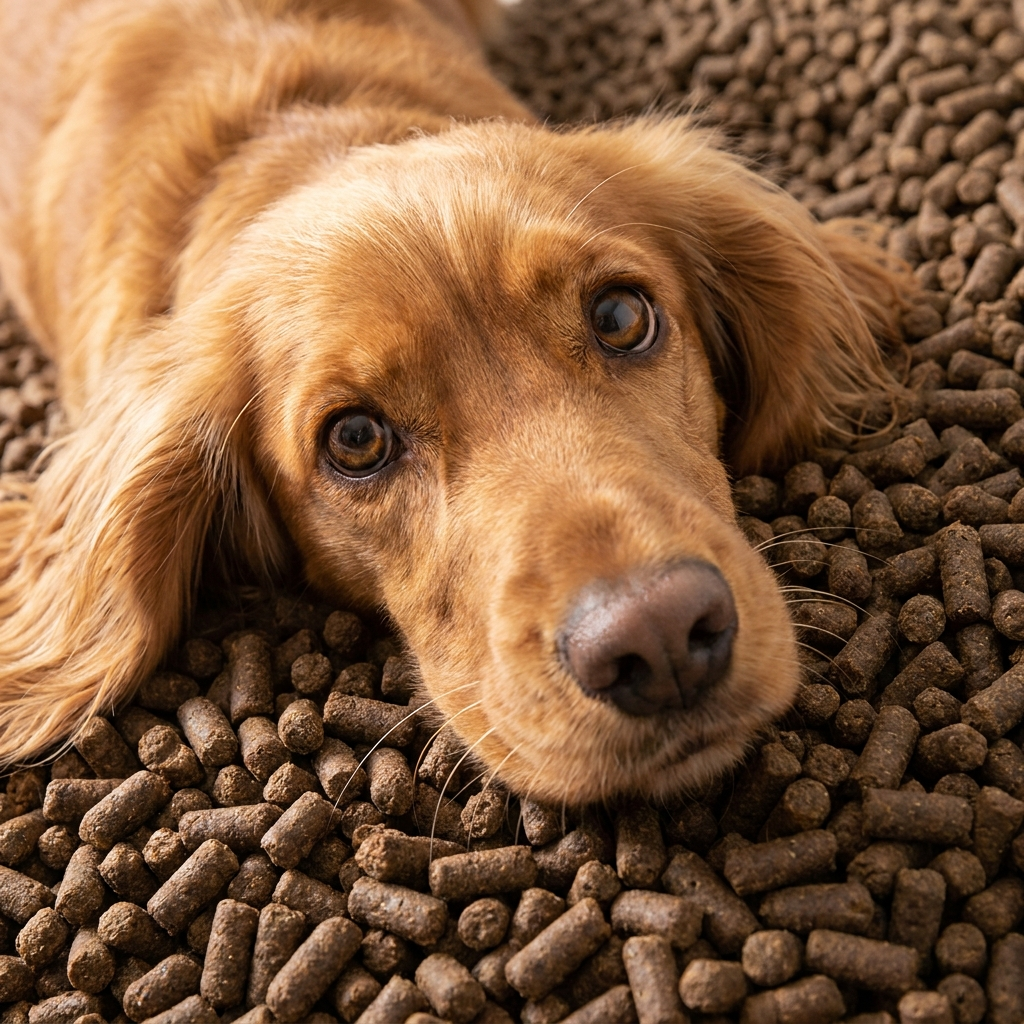 Speelse cocker spaniel geniet van Persbrok Vis brokjes